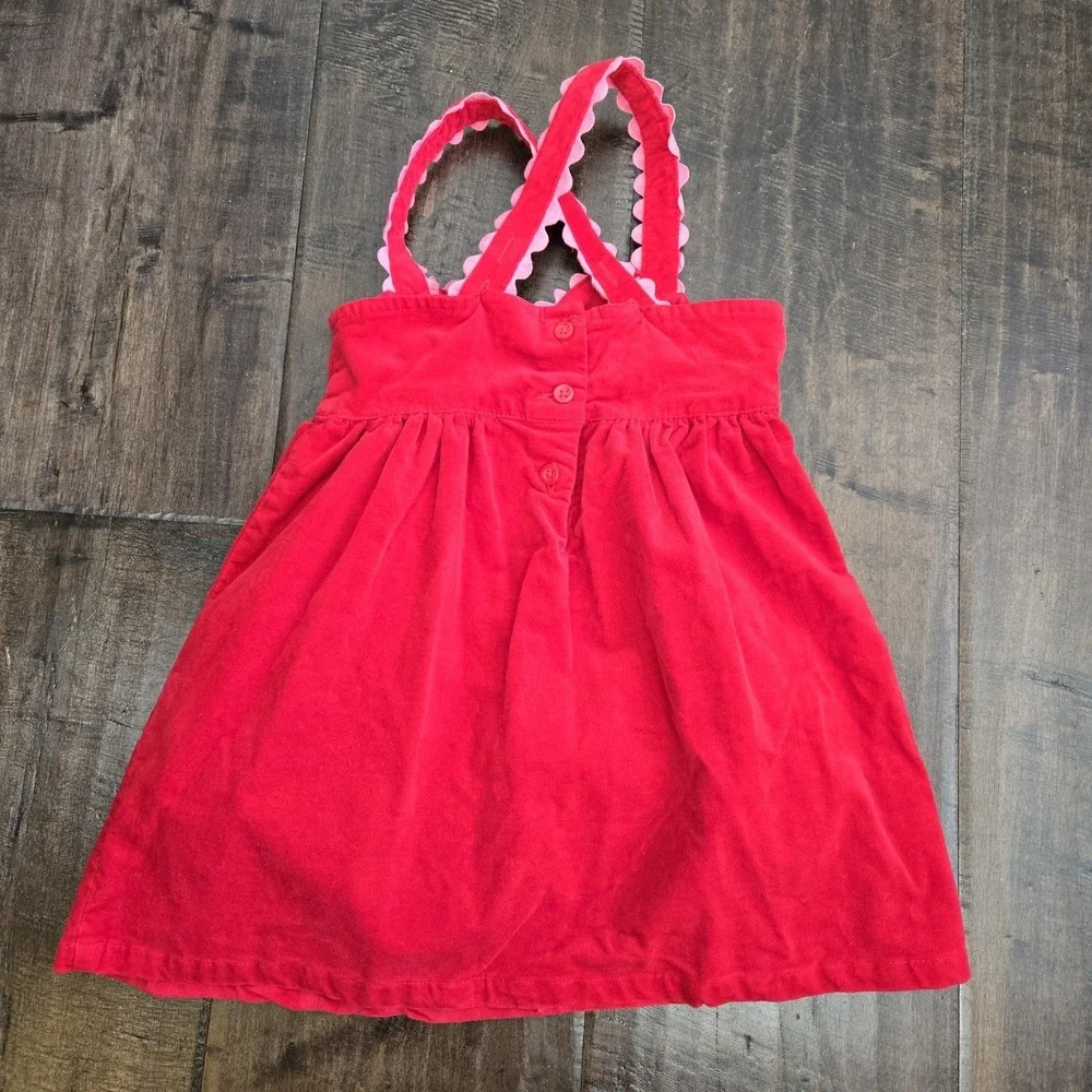 Gymboree Girls Red Heart Skirtall Dress Size‎ 3T Cotton Velvet Adjustable Straps